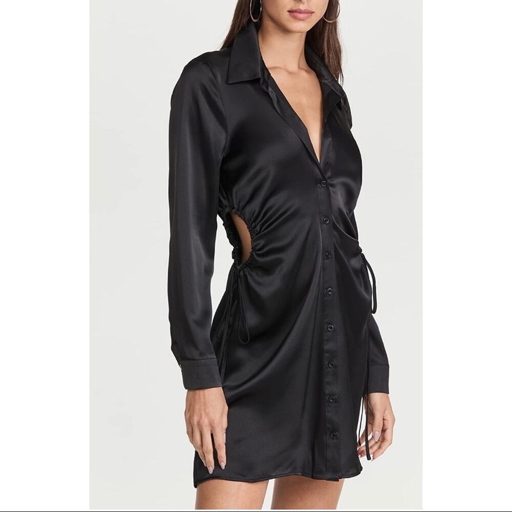 NWT Wayf Black Button Down Shirt Dress with Side Cutouts size Medium